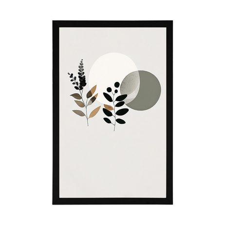 POSTER – FOGLIE MINIMALISTE CON SFONDO BOHO - BOTANICO - POSTER
