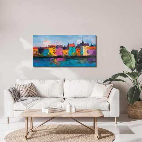 WANDBILD FARBIGE STADTARCHITEKTUR - BUNTE HÄUSER - BILDER