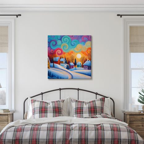 WANDBILD FESTLICHER ABEND IN DEN BERGEN - WEIHNACHTS- UND WINTERBILDER - BILDER