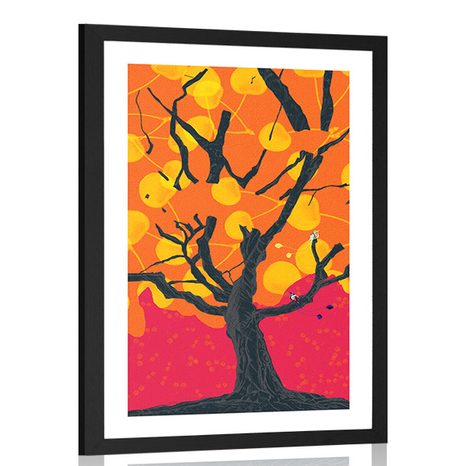 AFFICHE AVEC MONTURE ARBRE COLORÉ ORIGINAL DE - DE NOTRE ATELIER - AFFICHES