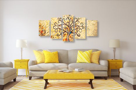 QUADRI 5 PEZZI – SIMBOLO DELL'ALBERO DELLA VITA - QUADRI ALBERI DELLA VITA - STAMPE E QUADRI