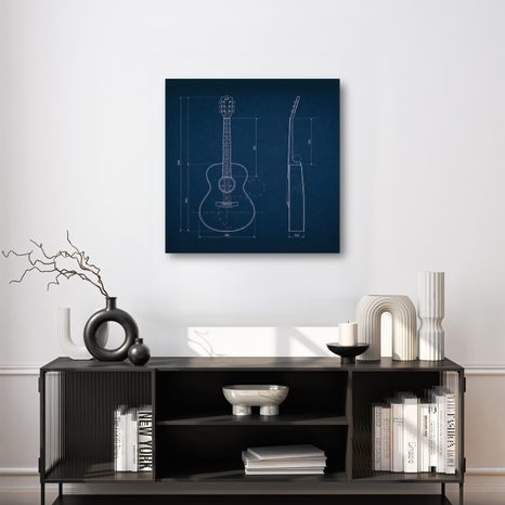 WANDBILD BLAUER GITARRENPLAN - MUSIKBILDER - BILDER