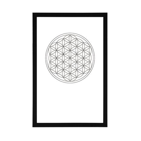 PLAGÁT S PASPARTOU ČIERNOBIELA MANDALA - MOTÍVY Z NAŠEJ DIELNE - PLAGÁTY