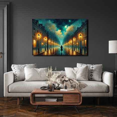 OBRAZ NOČNÍ PROCHÁZKA POD HVĚZDAMI - OBRAZY MĚSTA - OBRAZY