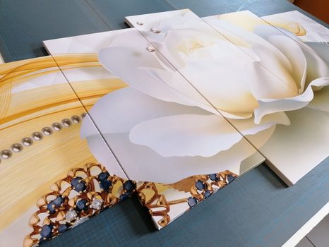 5 RÉSZES KÉP LUXUSRÓZSA ABSZTRAKCIÓVAL - ABSZTRAKT KÉPEK - KÉPEK