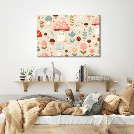 OBRAZ VESELÝ LES S HOUBAMI A ZVÍŘÁTKY - DĚTSKÉ OBRAZY - OBRAZY