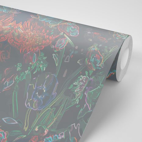 PAPIER PEINT – FORÊT MYSTÉRIEUSE SUR FOND GRIS - PAPIERS PEINTS NATURE - PAPIERS PEINTS PANORAMIQUES