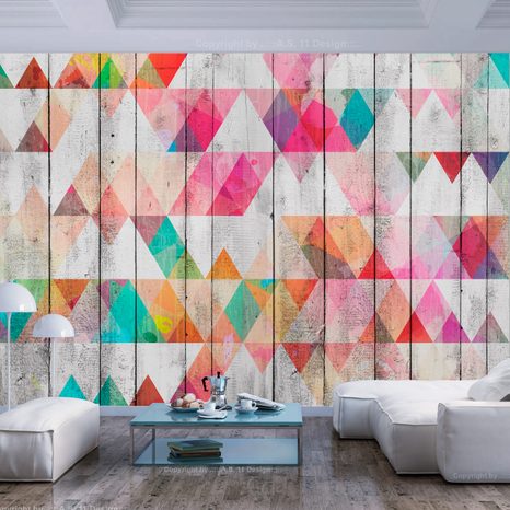 SELF ADHESIVE WALLPAPER BRIGHTLY COLORED TRIANGLES