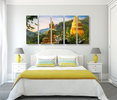 TABLOU 5-PIESE VEDERE LA BUDDHA DE AUR - TABLOURI FENG SHUI - TABLOURI