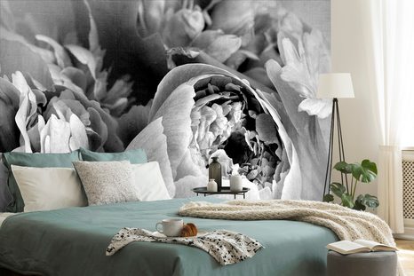 SAMOLEPÍCÍ TAPETA ČERNOBÍLÉ LUPÍNKY KVĚTU - SAMOLEPÍCÍ TAPETY - TAPETY