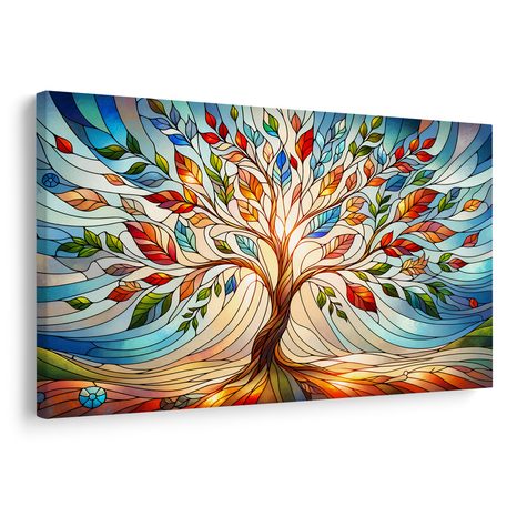 OBRAZ STROM ŽIVOTA V BAREVNÉ VITRÁŽI - OBRAZY - TOTÁLNÍ VÝPRODEJ 🔥