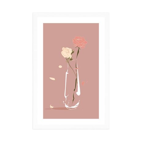 POSTER MIT PASSEPARTOUT MINIMALISTISCHE BLUMEN IN DER VASE - VASEN - POSTER