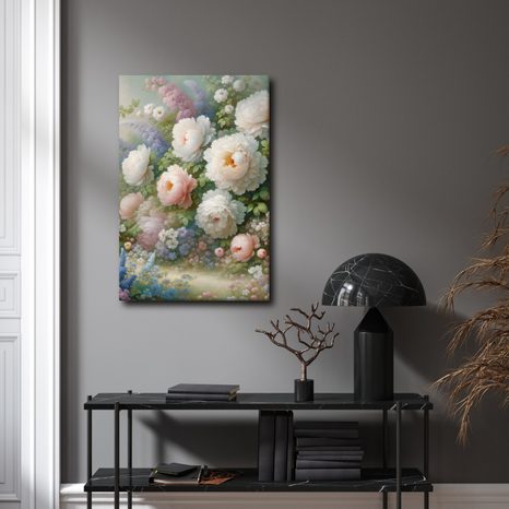 OBRAZ ZAHRADA PLNÁ PIVONĚK A LETNÍCH KVĚTŮ - PICTURES FLOWERS - PICTURES