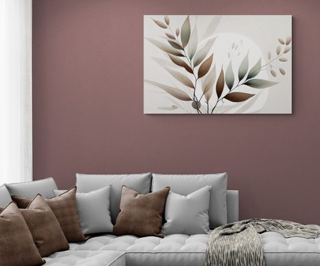 OBRAZ MINIMALISTYCZNE LIŚCIE W STYLU BOHO - OBRAZY DRZEW I LIŚCI - OBRAZY