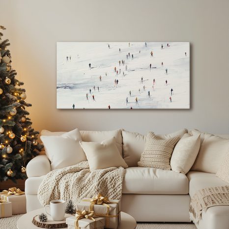 WANDBILD SKIFAHRER IN WINTERLANDSCHAFT - WEIHNACHTS- UND WINTERBILDER - BILDER