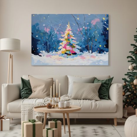OBRAZ VÁNOČNÍ STROM V ZIMNÍ KRAJINĚ - VÁNOČNÍ A ZIMNÍ OBRAZY - OBRAZY