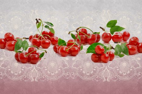 SELBSTKLEBENDE TAPETE KIRSCHEN AUF INTERESSANTER TEXTUR - SELBSTKLEBENDE TAPETEN - TAPETEN