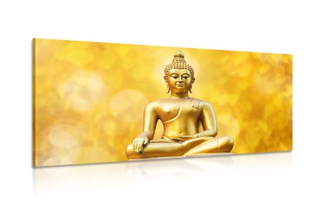 TABLEAU SUR TOILE – STATUE DE BOUDDHA DORÉE - TABLEAUX FENG SHUI - TABLEAUX