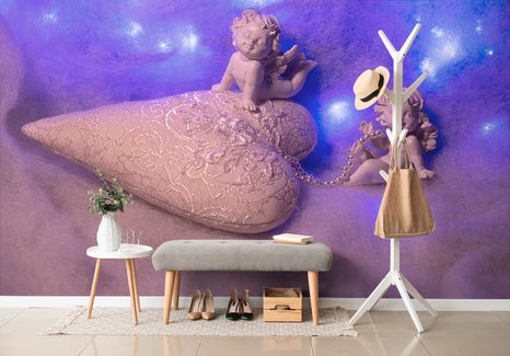 FOTOTAPETA ANDÍLEK SE SRDÍČKEM - VINTAGE A RETRO TAPETY - TAPETY