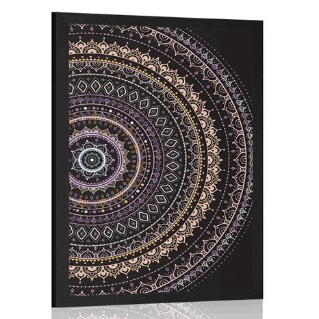 IMPRESSION SUR TOILE MANDALA AVEC UN MOTIF DE SOLEIL DANS LES TONS DE VIOLET - FENG SHUI - AFFICHES