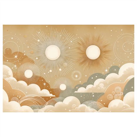 WANDBILD HIMMLISCHER TANZ VON SONNEN UND STERNEN - KINDERBILDER WELTRAUM - BILDER