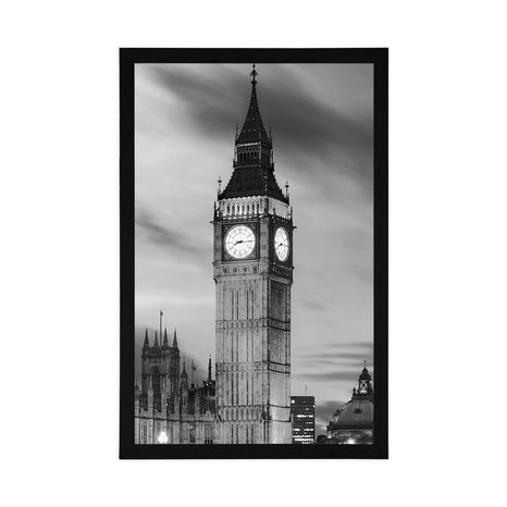 PLAKAT BIG BEN U LONDONU U CRNO-BIJELOM DIZAJNU - CRNO-BIJELE - PLAKATI