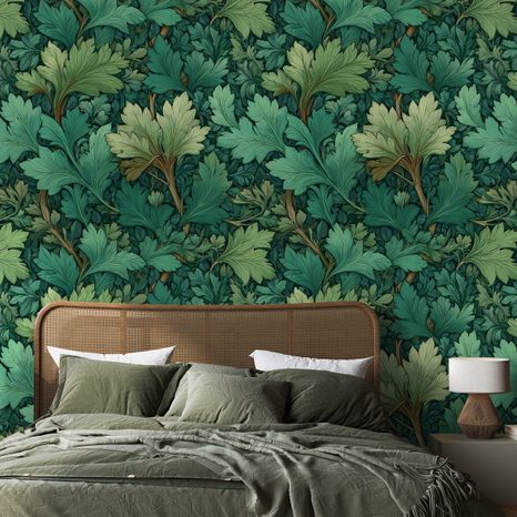 SAMOLEPÍCÍ TAPETA ZELENÉ LISTY V KLASICKÉM STYLU - TAPETY LISTY - TAPETY