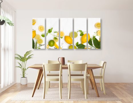 QUADRI 5 PEZZI – MISCELA DI AGRUMI - QUADRI DI CIBI E BEVANDE - STAMPE E QUADRI