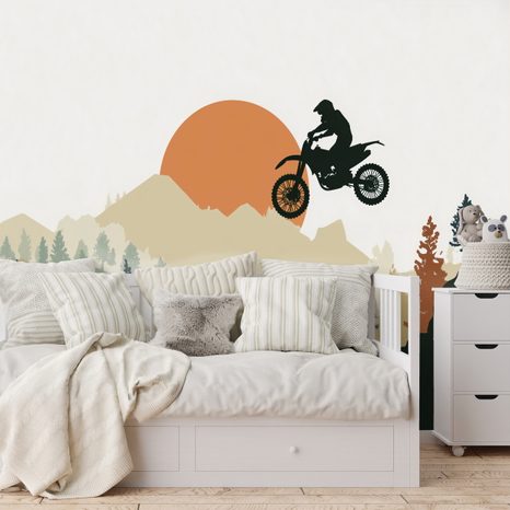 TAPETA MOTOKROSOVÝ SKOK V HORÁCH - DĚTSKÉ TAPETY - TAPETY