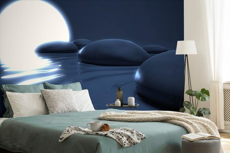 CARTA DA PARATI – PIETRE ZEN E LUNA PIENA - CARTA DA PARATI FENG SHUI - CARTA DA PARATI