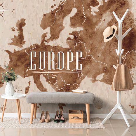 SELF ADHESIVE WALLPAPER RETRO MAP OF EUROPE - SELF-ADHESIVE WALLPAPERS - WALLPAPERS