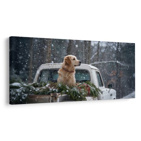 VÁNOČNÍ OBRAZ ADVENTNÍ PES V ZIMĚ - VÁNOČNÍ A ZIMNÍ OBRAZY - PICTURES