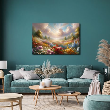 WANDBILD ROMANTISCHES BLUMENFELD - WANDBILDER FELDER UND WIESEN - BILDER