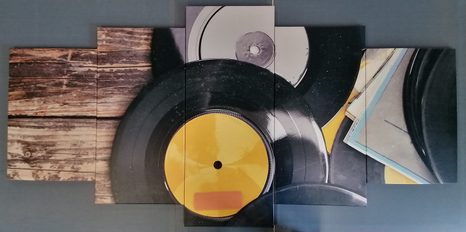 5-TEILIGES WANDBILD ALTE SCHALLPLATTEN - VINTAGE- UND RETRO-BILDER - BILDER
