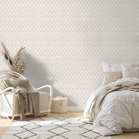 TAPETA SVĚTLÉ BÉŽOVÉ GEOMETRICKÉ VZORY - VZOROVANÉ TAPETY - TAPETY