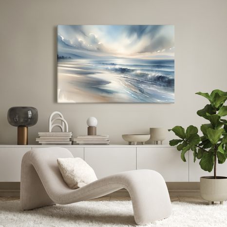 WANDBILD RUHIGES MEER BEI MORGENDÄMMERUNG - BILDER MEER UND STRAND - BILDER