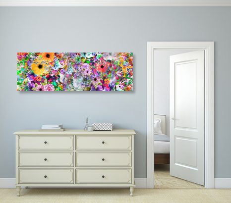КАРТИНА НА ПЛАТНО – ЦВЕТЯ В ПЪСТРОЦВЕТЕН ВАРИАНТ - АБСТРАКТНИ КАРТИНИ - КАРТИНИ