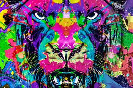 WANDBILD BUNTFARBIGES RAUBTIER - POP-ART-BILDER - BILDER