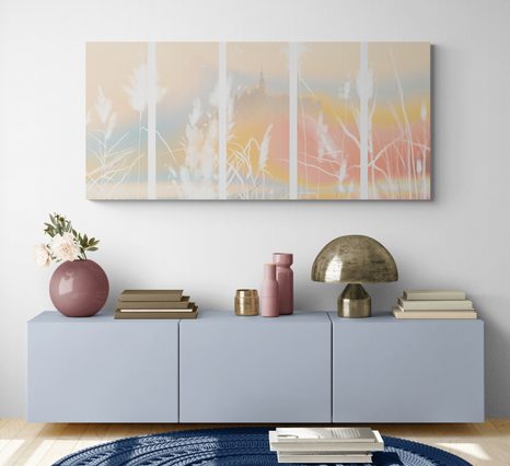 5-DÍLNÝ OBRAZ POHÁDKOVÝ ZÁMEK NA KOPCI - OBRAZY PŘÍRODY A KRAJINY - OBRAZY