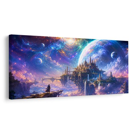 TABLEAU SUR TOILE – PALAIS SPATIAL AU-DESSUS DES NUAGES - IMAGES DE GALAXIE - TABLEAUX