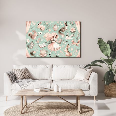 TABLOU FATĂ MAGICĂ ȘI IEPURAȘI - TABLOURI PENTRU COPII ANIMĂLUȚE - TABLOURI