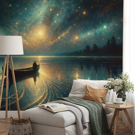 SAMOLEPÍCÍ TAPETA NOČNÍ JEZERO POD HVĚZDNOU OBLOHOU - ΤΑΠΕΤΣΑΡΊΑ ΛΙΜΝΏΝ - ΤΑΠΕΤΣΑΡΊΕΣ