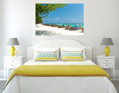 CANVAS PRINT WHITE SANDY BEACH ON THE ISLAND OF BAMBOO - PICTURES - 🔥 TOTAL SALE 🔥