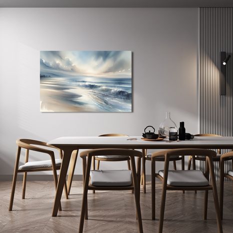 WANDBILD RUHIGES MEER BEI MORGENDÄMMERUNG - BILDER MEER UND STRAND - BILDER