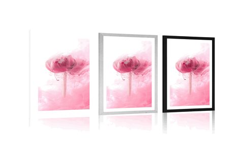 POSTER WITH MOUNT PINK FLOWER IN AN INTERESTING DESIGN - FLOWERS - POSTERS