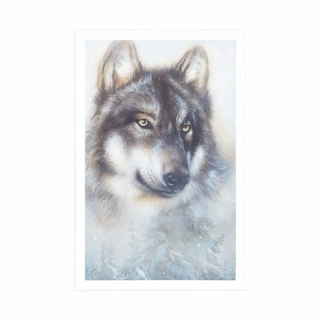 AFFICHE – LOUP DANS UN PAYSAGE ENNEIGÉ - ANIMAUX - AFFICHES