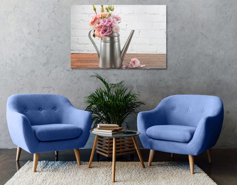 QUADRO SU TELA – BOUQUET DI FIORI IN ANNAFFIATOIO - QUADRI DI NATURE MORTE - STAMPE E QUADRI