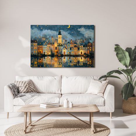 SLIKA BOŽIĆNO SELO POD ZVIJEZDAMA - ŠARENE KUĆE - SLIKE