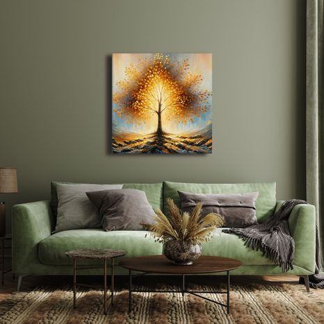 OBRAZ ZÁŘÍCÍ STROM ŽIVOTA UPROSTŘED MLHY - OBRAZY STROMY ŽIVOTA - OBRAZY