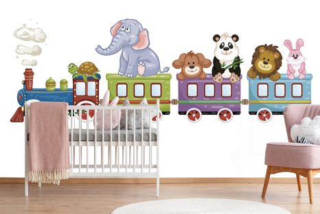 TAPETA VLÁČEK SE ZVÍŘÁTKY - DĚTSKÉ TAPETY - TAPETY